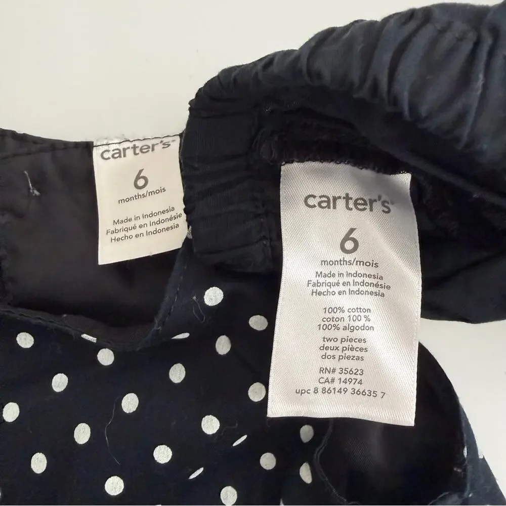 Carter’s polka dot bow dress with bloomers black white